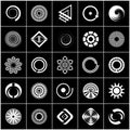 Design elements set. Abstract white icons on black background Royalty Free Stock Photo