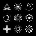 Design Elements Set. Abstract White Icons on Black Background Royalty Free Stock Photo