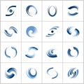 Design elements set. Rotation and spiral movement. Abstract blue icons Royalty Free Stock Photo