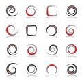 Design elements set. Spiral, circle and square shapes. Royalty Free Stock Photo