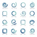 Design elements set. Spiral, circle and square shapes. Royalty Free Stock Photo