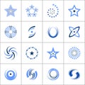 Design elements set. Stars, spiral and circle shape symbols Royalty Free Stock Photo