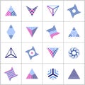 Design elements set. Triangle, circle, diamond shapes. Geometric striped icons Royalty Free Stock Photo