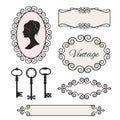 Design elements set in vintage style. Royalty Free Stock Photo