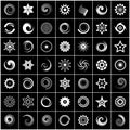 Design elements set. 49 white icons on black background Royalty Free Stock Photo