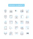 Design elements vector line icons set. Colour, Form, Line, Shape, Space, Texture, Balance illustration outline concept Royalty Free Stock Photo