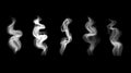 Set of vector realistic swirling hookah smoke.