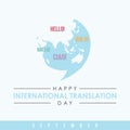 Design emblem for International Translation Day vector background in flat style Royalty Free Stock Photo