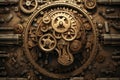 Retro vintage industrial metallic gear old technology machinery engine clock machine wheel mechanical