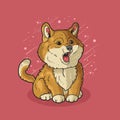 Cute shiba dog barking illustration