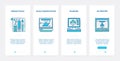 Design equipment UX, UI onboarding mobile app page screen set with line designer tools