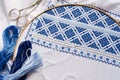 Design of ethnic pattern. Cross stitch. Royalty Free Stock Photo