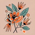 Design of an extra small and thin line art of floral wall art, include random background.