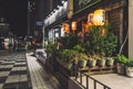 Design of facade of one of stores at Jeju city at night