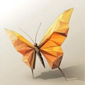 Geometric butterfly artwork with facets in shades of orange, yellow, and brown. Royalty Free Stock Photo