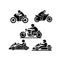 Biker Silhouette Icon Set Vector Collection Royalty Free Stock Photo