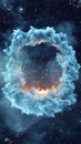 The design features a glowing blue ring, energy, and dark space in an abstract form Royalty Free Stock Photo