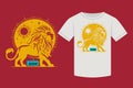 Typography T-shirt design, lion