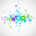 Design featuring a network of colorful shapes interconnected by Royalty Free Stock Photo