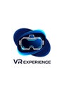Design featuring a stylized VR headset outlined in white on a dark Royalty Free Stock Photo