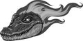 design of ferocious alligator head with flames