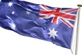 Australian flag waves proudly against a pristine white background, representing the national symbol of Australia Royalty Free Stock Photo