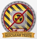 Nuclear Button inside Door Closed for Day against Nuclear Tests, Vector Illustration