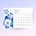 Design Floral Template Calendar 2018.