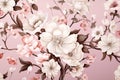 Design flower decorative art pattern pink blossom floral seamless wallpaper spring vintage Royalty Free Stock Photo