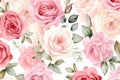 Background illustration rose flower blossom nature pattern seamless pink vintage design floral leaf Royalty Free Stock Photo