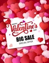 Design flyer Happy Valentine s Day. 50 off sale. Royalty Free Stock Photo