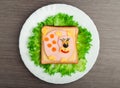 Design food. Creative sandwich for child with picture little pu Royalty Free Stock Photo