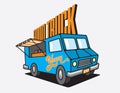 Food Truck Cartoon Vector Illustration.