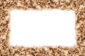 Design frame from wood shavings, background with empty center, text place