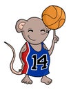 Funny rat basket player Royalty Free Stock Photo