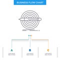 Design, goal, pencil, set, target Business Flow Chart Design with 3 Steps. Line Icon For Presentation Background Template Place