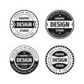 Design graphic badge logo vector set in retro vintage style. Premium quality, limited edition. Emblem template collection. Royalty Free Stock Photo