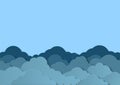 Design with gray cumulus clouds in a cloudy sky. Paper cut design for cards, invitations, advertisements. Vector