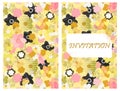 Design greeting card, invitation in a floral motif. Abstract flowers, dots, dashes on a light yellow background. Vector Royalty Free Stock Photo