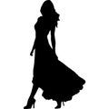 Silhouette of woman black and white vector illustration Royalty Free Stock Photo