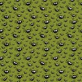 Design of Halloween pattern with funny spiders. Vector