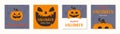Design of Halloween poster with funny pumpkin. Collection of cards. Vector