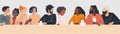 Design a highangle view of a diverse group of individuals sitting around a table