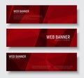 Design of horizontal web banners with abstract red polygonal texture Royalty Free Stock Photo