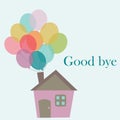Design of house and ballon in a soft colour background for any template and social media post