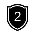 design icon of the number 2 in a shield illustration Royalty Free Stock Photo