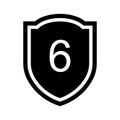 design icon of the number 6 in a shield illustration Royalty Free Stock Photo