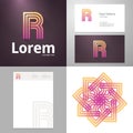 Design icon R element with Business card and paper template Royalty Free Stock Photo