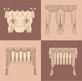Design ideas realistic icons collection isolated vector illustration curtains and draperies interior decoration