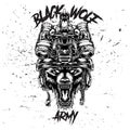 Design illustration black wolf army